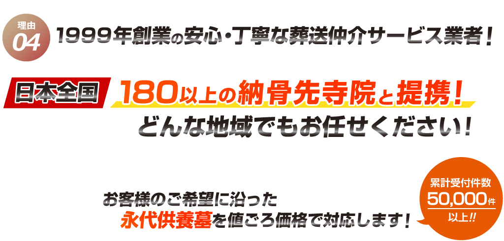 日本全国150ヶ寺以上の納骨先寺院と提携！どんな地域でもお任せください